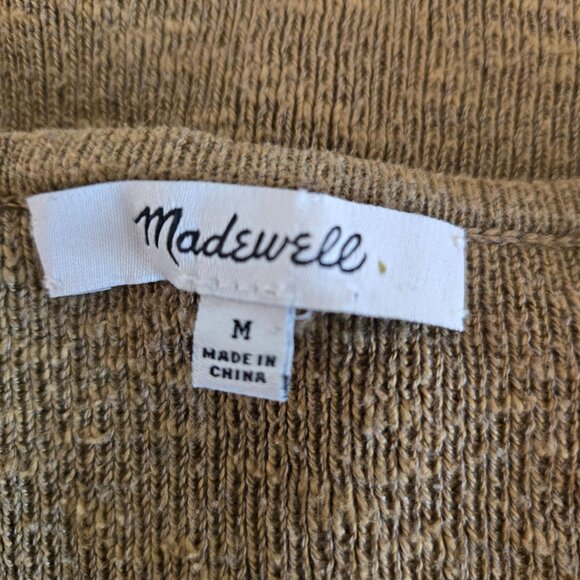 Madewell Womens Surplice Wrap Sweater M Olive Green Cotton Blend Long Sleeve - Picture 13 of 14